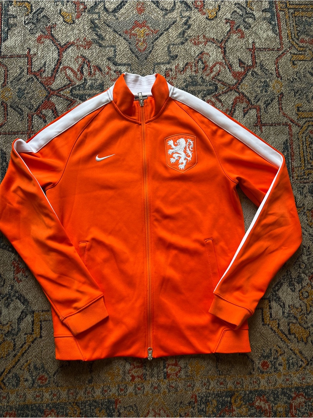 Nike Netherlands Orange Full-Zip Track Jacket with White Shoulder Stripes